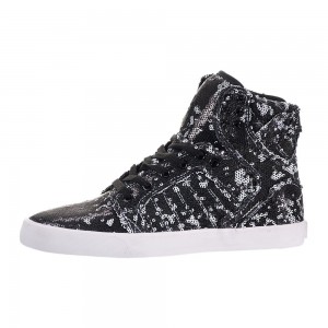 Altas Supra SkyTop Negras Blancas | CZJWT0257