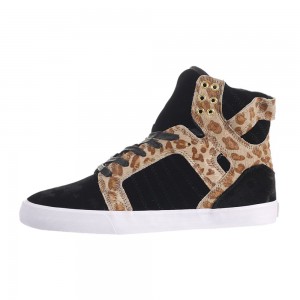 Altas Supra SkyTop Negras Leopardo | UKCHX9614