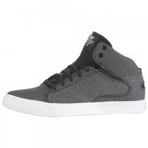 Tenis Skate Supra Society Mid Negras Blancas | QAIKB7590