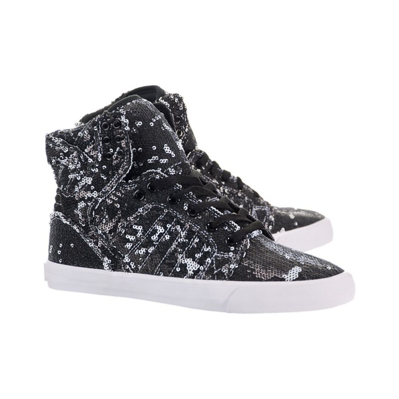 Altas Supra SkyTop Negras Blancas | CZJWT0257