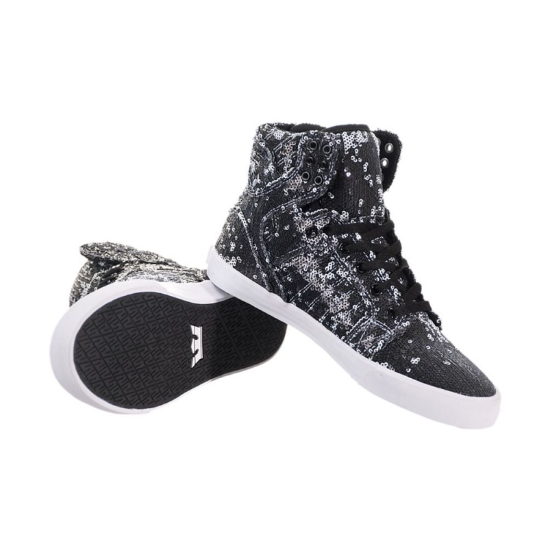 Altas Supra SkyTop Negras Blancas | CZJWT0257