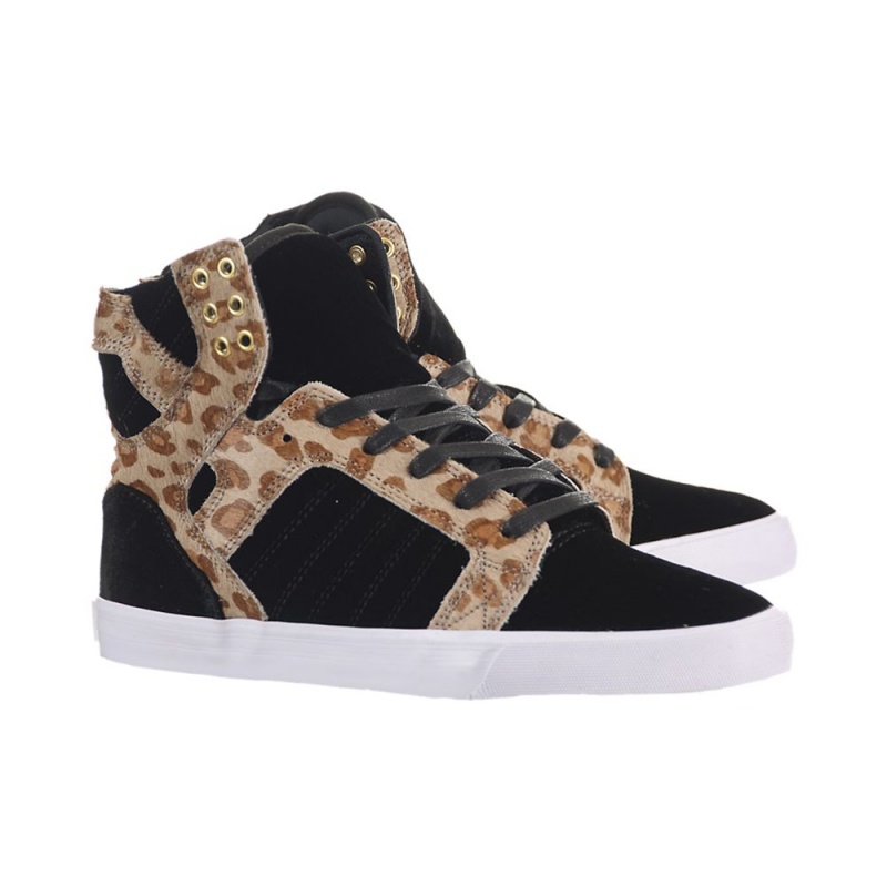 Altas Supra SkyTop Negras Leopardo | UKCHX9614