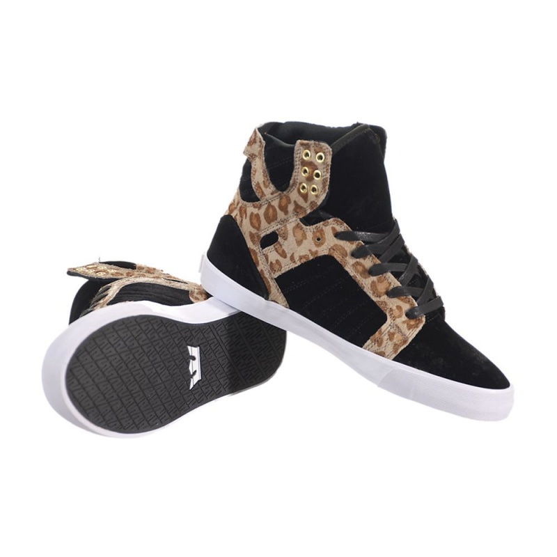 Altas Supra SkyTop Negras Leopardo | UKCHX9614