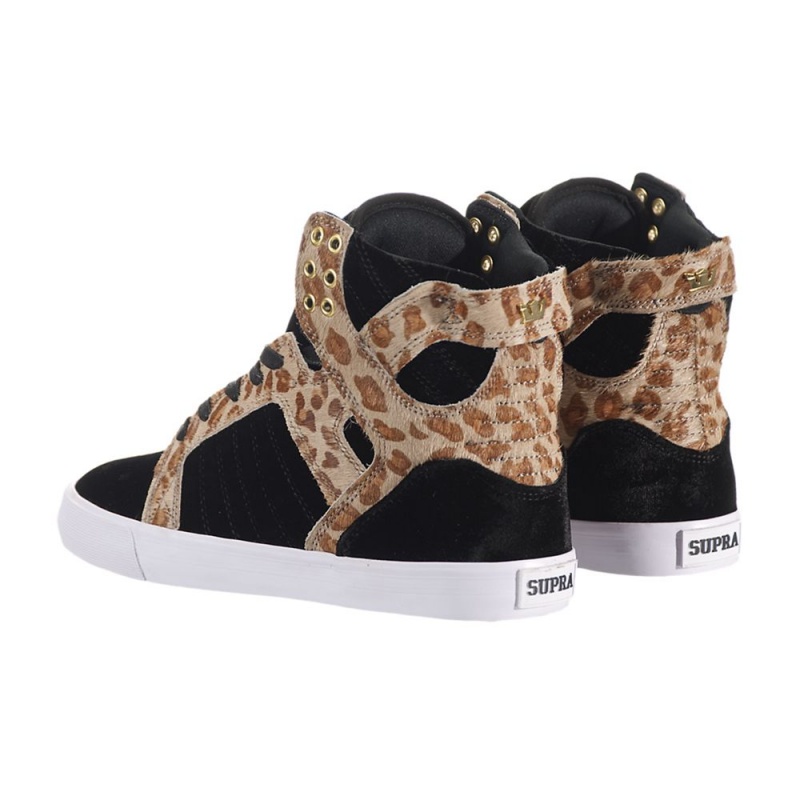 Altas Supra SkyTop Negras Leopardo | UKCHX9614