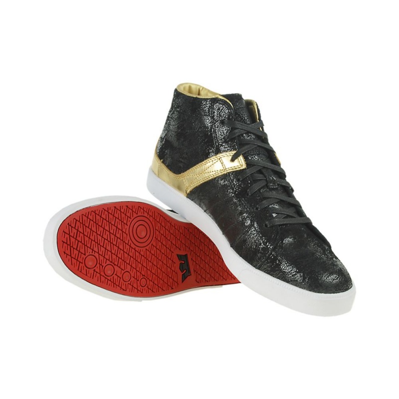 Tenis Skate Supra Indy NS Negras Doradas | OZWGX0183