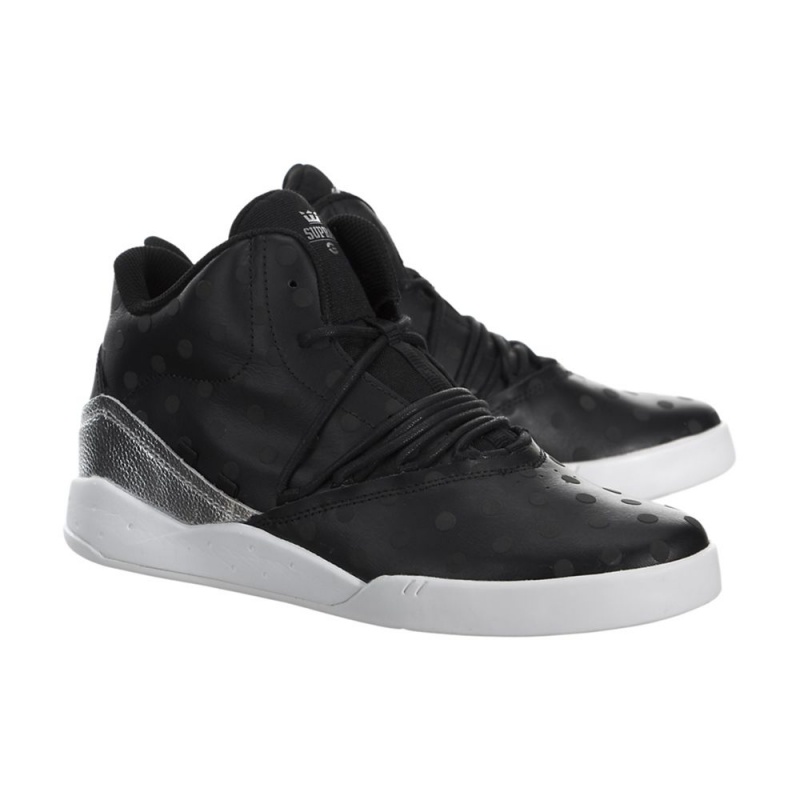 Tenis Supra Estaban Negras Plateadas | OXHVK0185